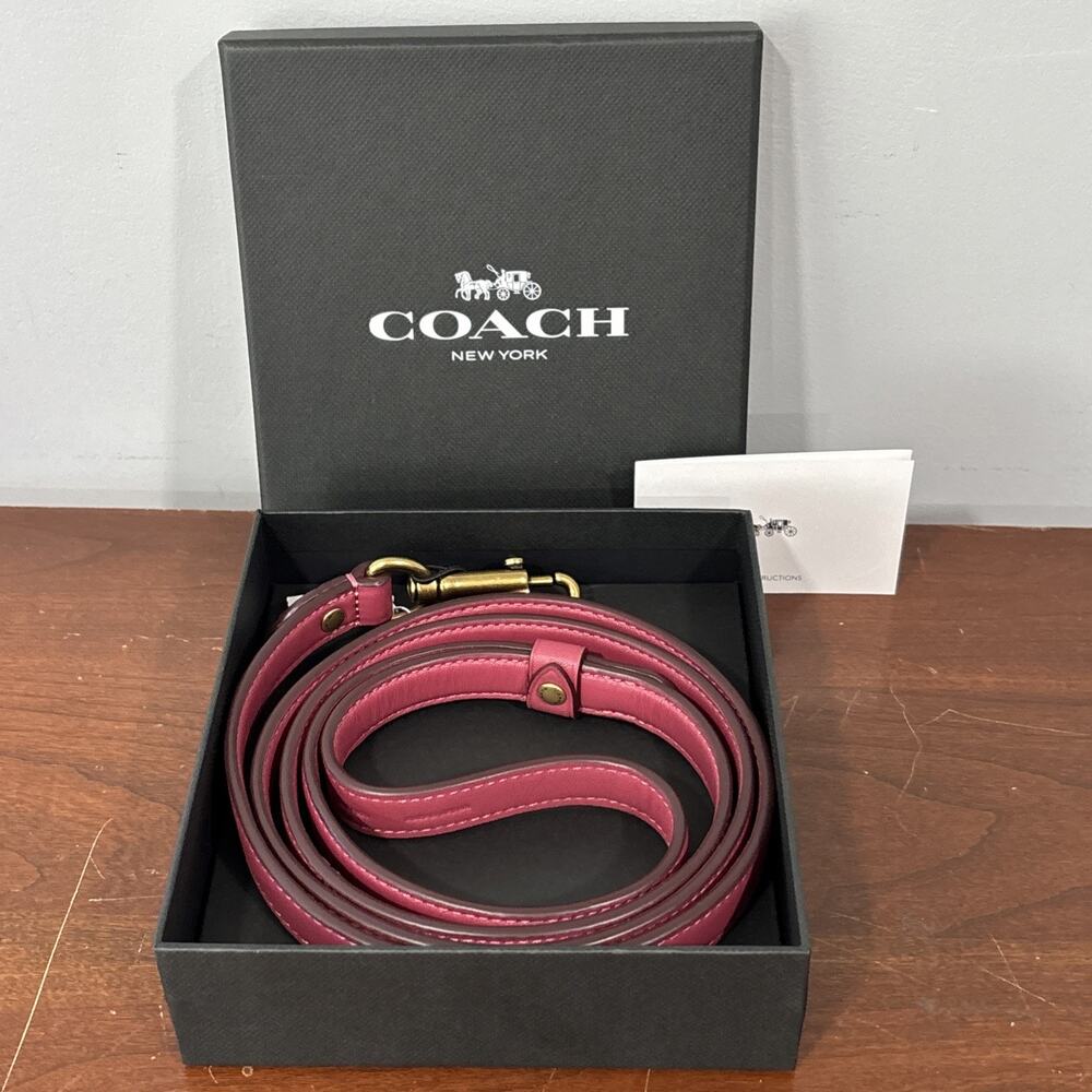 Coach Small Pink Leather Pet Dog Leash 51” New In Box No. 79831
